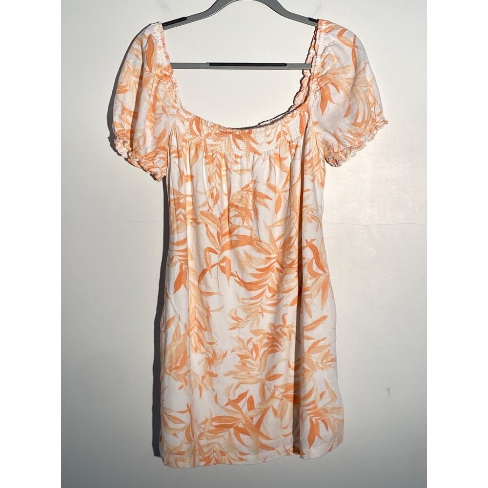 Abercrombie & Fitch Womens Orange Floral Smocked Mini Dress - Size M - 100% Cott